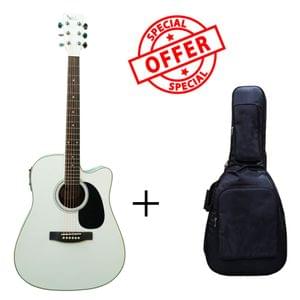 Swan7 SW41C White Semi Acoustic Equalizer Guitar with Gigbag